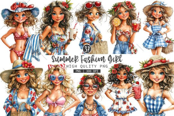Download Summer Fashion Girl PNG Clipart Bundle - Premium Resources